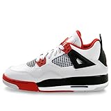 Nike Air Jordan 4 Retro (GS) Boys Basketball Shoes 408452-110 White 6 M US
