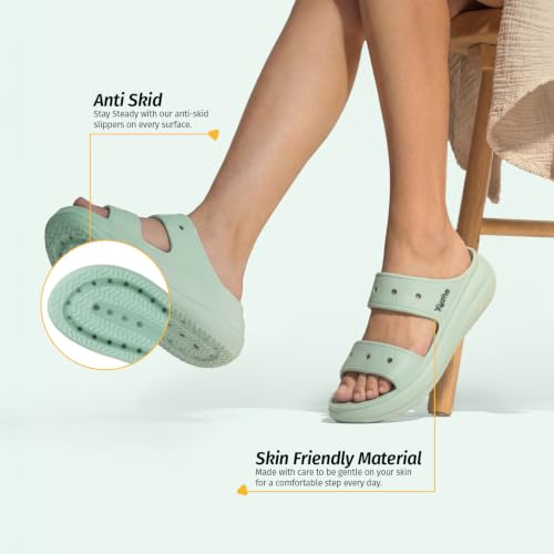 Image of YOHO Double Strap Clog Sandals for Women | Waterproof Monsoon Footwear & Rainy Shoes | Cushioned Lightweight Chappal