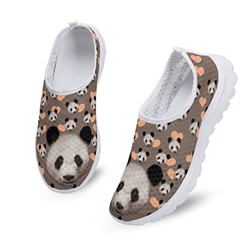Kuiaobaty Chaussures à enfiler pour homme et femme - Motif animaux mignons - Coupe basse - Confortables - Pour le travail et le sport, Pandas animaux gris, 42 EU Cover