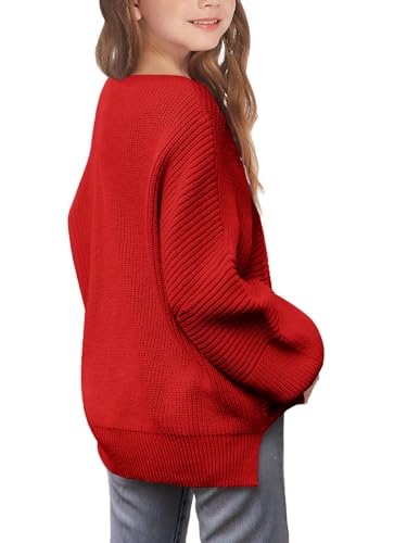 Haloumoning Girls Sweaters Long Sleeve Crewneck Pullover Jumper Cute Winter Knit Blouse Tops 7-14 Years2