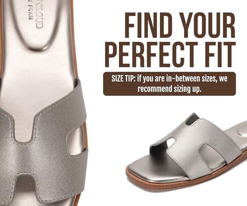 Image of Project Cloud 100% Genuine Leather Sandals for Women 2026 - Fashion Flat Womens Sandals with Memory Foam Insole Slides Sandals Women Footwear - Mules Women's Sandals (Jannel)