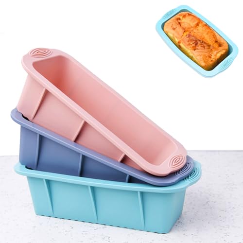 Lista de Moldes para pan y plumcake los mejores 5. 44 3 Piezas Moldes de Silicona para Hornear,Molde para Pan Antiadherente,Moldes para Hornear de Silicona Antiadherente,Capacidad de 1 Litro,Libres de BPA,para Pan, Postres, Pasteles,...