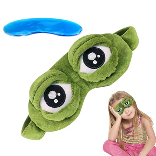 Yazisam 睡眠用アイパッド、かわいいアイパッチ - ジェルバッグ付き Frog Eye Fcover,スリープアイフェイスカバー、大人用アイパッチ、子供用アイパッチ、女性用ソフトパッド