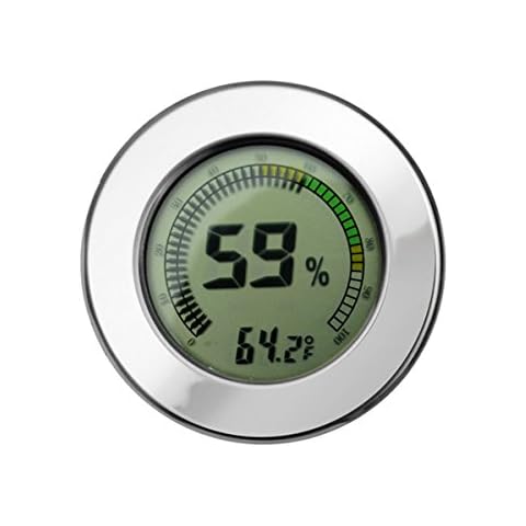 Prestige Import Group - 2.5" Digital Mountable Hygrometer w/Calibration for Cigar Humidors - Color: Silver Cover
