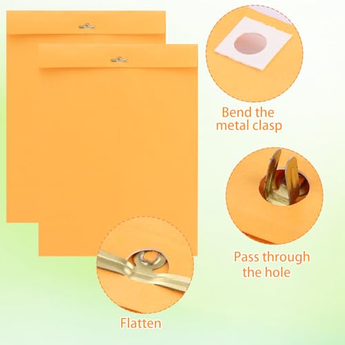 STARVAST 60 envelopes Manilla Envelopes com fecho de 25 x 33 cm com fecho e selo de goma, envelopes