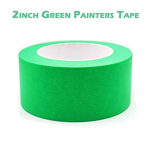 Image of Green Painters Tape 2 inch Wide, Green Masking Tape 2 inch x 55 Yards Paper Tape for Arts DIY Crafts Painting Labeling Decoration School Projects Home Office