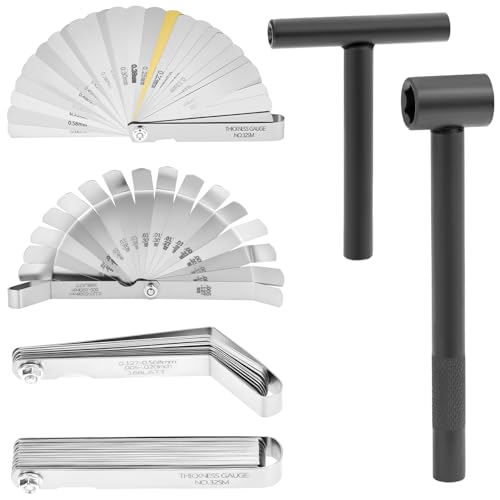 QWORK 4 Pcs Adjusting Valves Tools Set Motorcycle Engine Screw Spanner Straight / Offset Feeler Gauges for Motorcycle Motor Engine