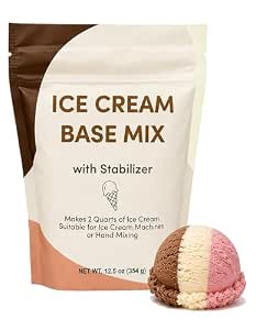Ice Cream Base with Stabilizer, 12.5 Oz - Neutral Powdered Ice Cream Mix, For Machine or No-Machine