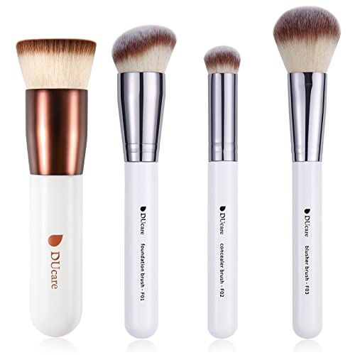 Ducare Flat Top Kabuki Foundation Brush + Kabuki Brushes 3Pcs Foundation Brush& Concealer Brush& Blusher Brush #TOP5