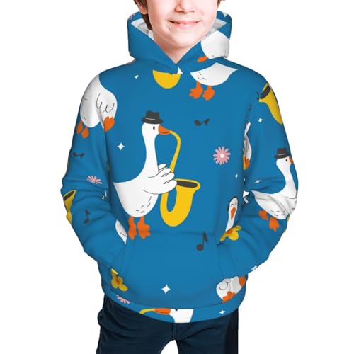 Cartoon Goose Kids Pullover Hoodies Boys Sweatshirts Girls Athletic Clothes with Pocket2