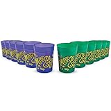 Fun Express Plastic Cups Reusable 12 Pack - Heavy Duty Mardi Gras Party Cups 11oz for Celebrations | Colorful Green Plastic Drinkware Set for Indoor & Outdoor Events | BPA-Free Bulk Party Essentials