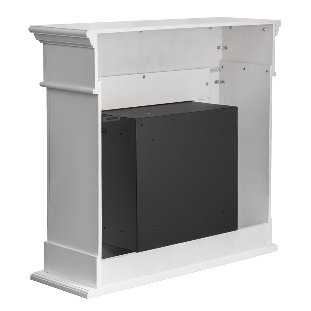 Divina Fire Cambridge Bodenkamin aus Holz, weiß, 110 x 36 x 100 cm
