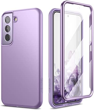 SURITCH Compatible with Samsung Galaxy S22 Case [Built-in Screen Protector] Full-Body Protection Shockproof Rugged Bumper Protective Cover for Samsung Galaxy S22 5G (Rose Gold)