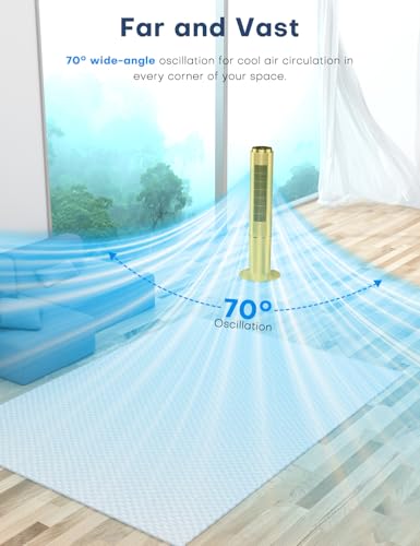 Image of HIFRESH Air Cooler for Home, 107CM Tower Cooler w /Remote & LED Touch Screen, 4 Mode & 3 Speed, 12H Timer, 26 Feet Air Delivery, 4L Water Tank, 4 Ice Packs, 70 Swing Control, 80W Low Power Consumption