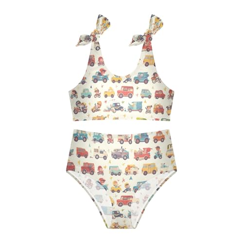 KLL Cartoon Trucks Motorcyles Girls' 2 Piece Bikini Set Beach Bathing Suit Swimwear Adjustable Shoulder Strap3