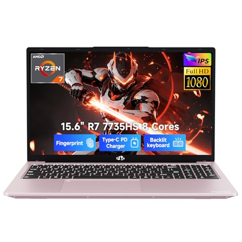 Image of NIMO 15.6 inch FHD IPS Gaming Laptop, AMD Ryzen 7 7735HS 16GB DDR5 RAM 512GB SSD (8C /16T, Beat i7-12650H) Radeon 680M Graphics, Backlit Keyboard, Fingerprint, 100W PD Computer for Business & Student