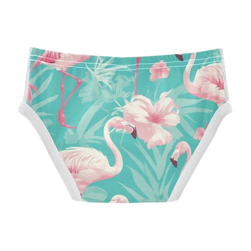 KLL Pink Flamingo Pattern on Green Background Baby Boys Soft Underwear Breathable Children Panties2