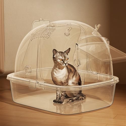 Arenero para gatos grande con puerta frontal y pala, semi cerrado, verde miniatura 6