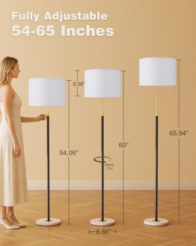 Image of Ambimall Height Adjustable Modern Floor Lamp, Black & White