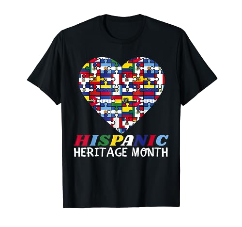 Hispanic Heritage Month All Countries Heart Retro Vintage T-Shirt