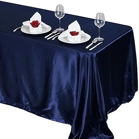 BalsaCircle 90x132 inch Navy Blue Satin Rectangle Tablecloth Table Cover Linens Wedding Table Cloth Party Reception Events Kitchen Dining