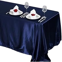 BalsaCircle 90x132 inch Navy Blue Satin Rectangle Tablecloth Table Cover Linens Wedding Table Cloth Party Reception Events Kitchen Dining