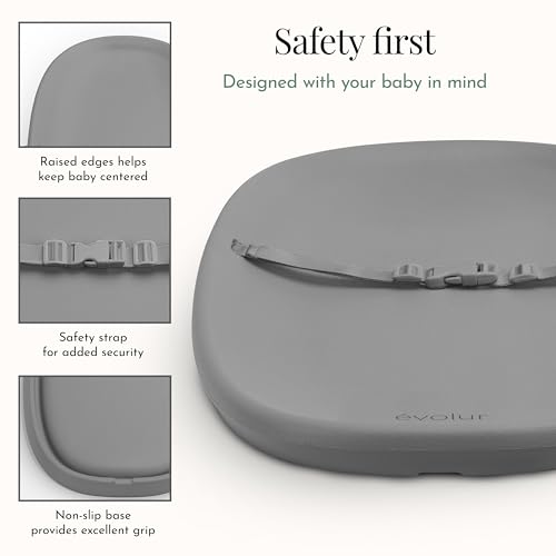Image of Evolur Eva Changing Pad, Waterproof EVA Foam, Safety Strap, Dark Gray