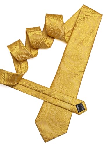 Image of YOHOWA Mens Ties Set Wedding Paisley Neckties with Handkerchief Cufflinks Formal Business