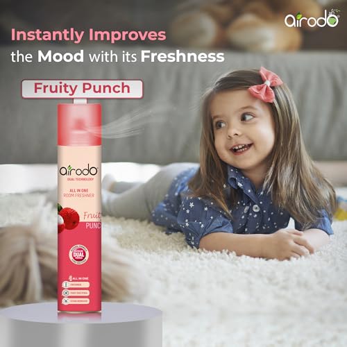 Image of Airodo Citrus Blast and Fruity Punch Air Freshener with Dual Technology,Easy Push and Spray, All in One Room Freshener for Home and Office Last Up to 30 Days (250ml, Pack of 2)