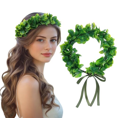 Flagogoo Artificial Green Leaf Crown Headband for...