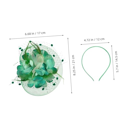 Chapeau de mariée vert en polyester de qualité supérieure et plumes naturelles