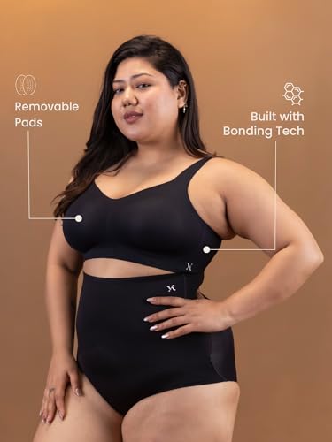 Image of Krvvy Premium Plus Size Super Supportive Bra | Full Coverage for Heavy Bust | Wireless Bra for Saggy Breast Support, Removable Cups, Wide Straps and Seamless Everyday Padded Bra 4 Hook Closure