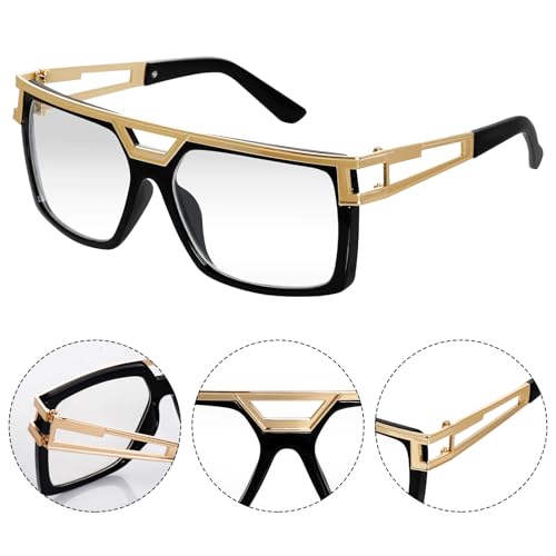 Image of SUMERSHA Vintage 80 90s Sunglasses Vintage Rapper Hip Hop Glasses for Men Women Retro Hippie Costume Accessory