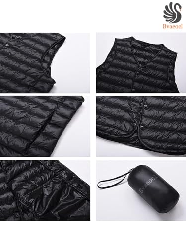 Bvaeocl ダウンベスト メンズ インナーダウンベスト Vネック 立ち襟 軽量 防寒 暖かい ウルトラライト 収納袋付き BV49 の商品画像 4