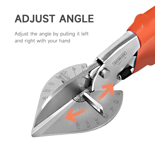 Image of TOWOT Sharp Multi Angle Miter Shear Cutter, Adjustable at 45 To 135 Degree With Safety Lock Hand Tools for Cutting Plastic, PVC and Molding Trim