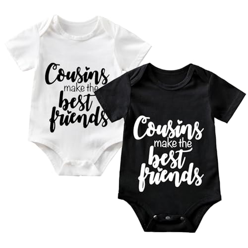 Image of Benshukam Baby Boy Girl Onesie Cousins Make the Best Friends Funny Unisex Infant Bodysuit Romper Clothes 0-12 months (2-Pack)