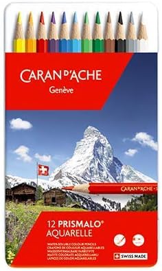 Caran Dache Set Of 12 Prismalo Aquarelle Artist Watercolour Pencil Assorted Colour In Metal Case Set 0999_312