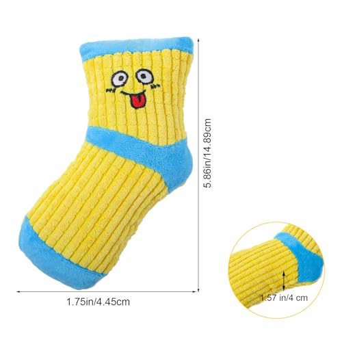 2 PCS Dog Toy Funny Dog Chew Toys Cute Expression Bite Toy Fun Sock Shape Stuffed Toys for Dogs Dental Health Small Medium Dogs