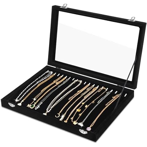 Mepure Velvet Necklace Organiser with Clear Lid Cover