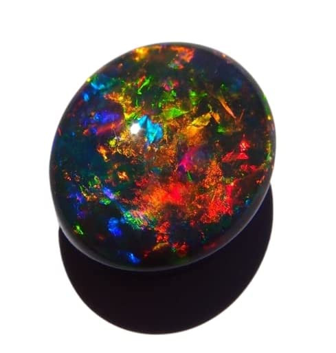 GenericVenus Gems Gallery Classy Australian Black Fire Opal Stone Original Certified 6 Carat Opal Gemstone 6.60 Ratti Kala Opal Pathar Oval Shape Opal Ratan For Men & Women Ring ओपल रत्न ओरिजिनल सर्टिफाइड
