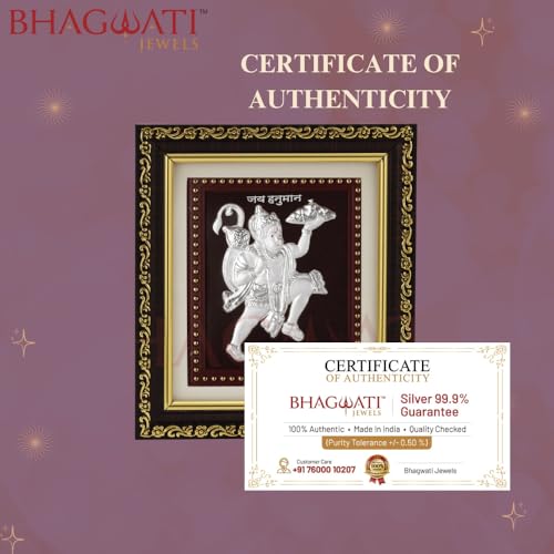 Image of 999 Pure Silver Hanumanji Photo Frame for Home & Office | Premium Silver | PoojaRoom & Wall Decor | Wedding & Festival Gifts | Certificate Included | Tabletop Size 5.5x5 inch