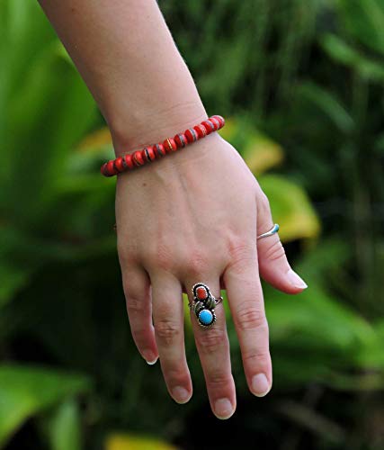 Hands Of Tibet Tibetan Prayer Mala Embedded Medicine Bracelet Yoga Healing Beads Adjustable Wrist Mala For Meditation Many Color Choices (Fuchsia Pink) Natural Himalaya Yak Bone3