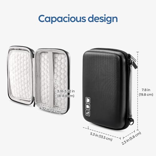 ProCase Hard Drive Case for Canvio Basics Western Digital WD Elements My Passport Seagate Portable Backup Plus Slim 1TB 2TB 3TB 4TB USB 2.5, Portable External Case for 2 Hard Drives -Black