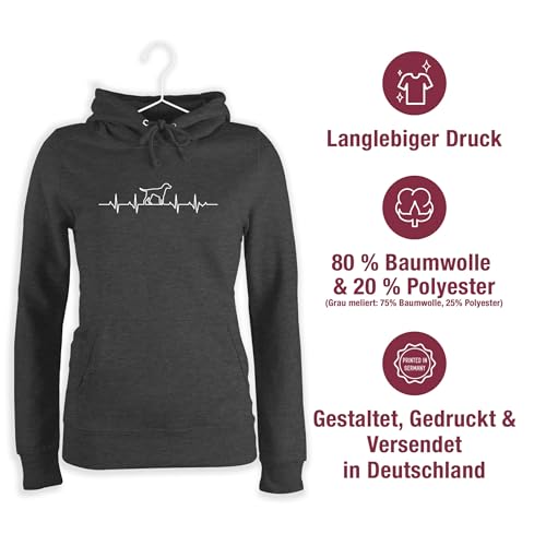 Pullover Damen Hoodie Frauen - Geschenk für Hundebesitzer - Herzschlag Hund - M - Anthrazit meliert - geschenke hundepullover hundefan herzlinie fun-kapuzenpullover hundehalter hoody mit hunde