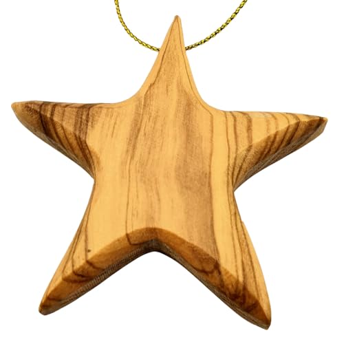 Handcrafted Olive Wood Star Ornament for Christmas