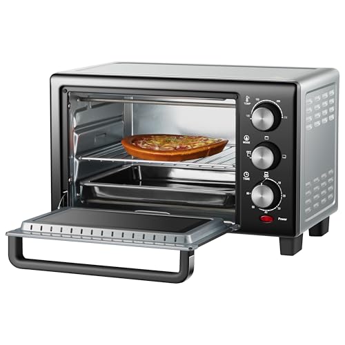 Mini Backofen 15 Liter | Pizzaofen | Minibackofen | 60 min Timer | 100°-230°C | 1200 Watt | Backofen | Krümelblech | Mini Oven | Camping Ofen | Kleiner...