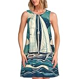 Design polyvalent à col rond : le design à col rond ajoute une touche d'élégance et de polyvalence, ce qui rend cette robe à imprimé bateau à voile adaptée aussi bien pour les occasions décontractées que semi-formelles. Peut être portée seule ou combinée avec un cardigan ou une veste.