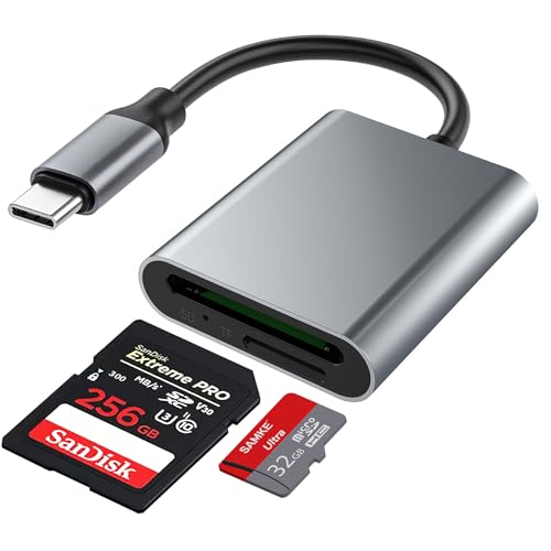 USB C SD TF Card Reader, 2-in-1 Micro SD Memory Card Reader for TF SD/Micro SD/SDHC/SDXC/MMC/Card, USB 3.0 SD Card Reader Type C Compatible with iPhone 15, Samsung Galaxy, MacBook, iPad, Camera