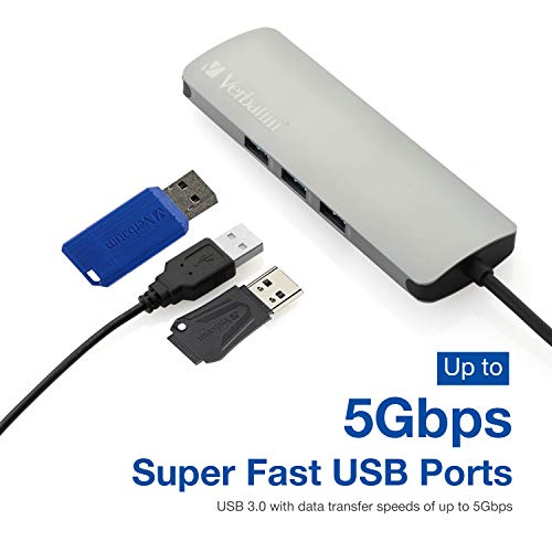 Image of Verbatim 9-in-1 USB C Hub Adapter with 4K HDMI, 100W Power Delivery, USB 3.0, SD Card Readers, Gigabit LAN, 3.5mm Port for USB C Laptops
