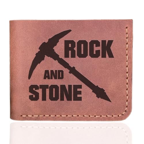 Rock and Stone Wallet, Christmas Gift for Him, Deep Rock Galactic Personalized Mens Leather Wallet, Gamer Gift, Custom Leather Wallet Handmade Husband Gift Boyfriend Gift, Geek Gift